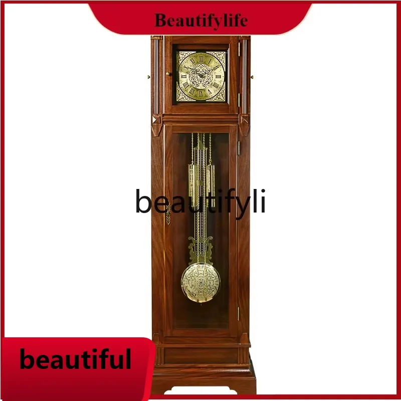 

X New Chinese floor clock Simple modern floor clock Solid wood Chinese retro mechanical floor clock
