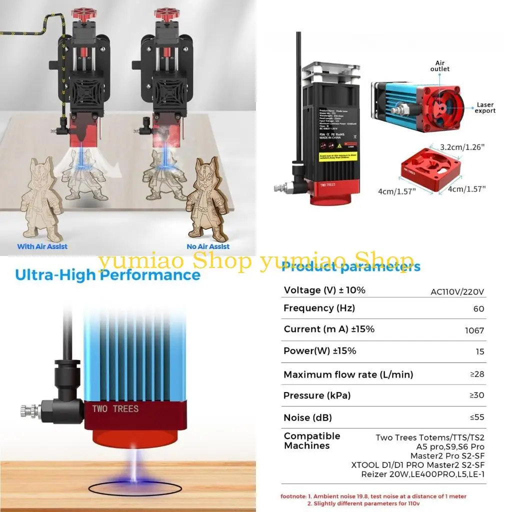 587B Powerful Air Assist Air Compressor for TTS 55 10 TS2 Engraver Adjustable Speed and Low Noise