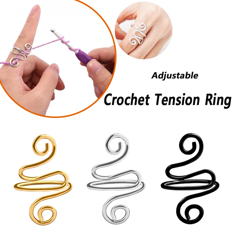 Adjustable Knitting Crochet Loop Ring Knittied Yarn Guide Hook Finger Faster Holder Thimble Crocheters Thread Ring Sewing Tools