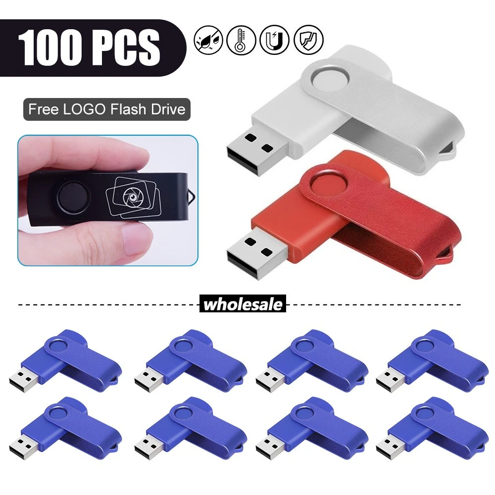 100pcs Free Custom Logo Pendrive 32gb 64gb 128gb Pen Drive Flash Usb 2.0 Memory Stick Usb Flash Drive Cle Usb 16GB 8GB