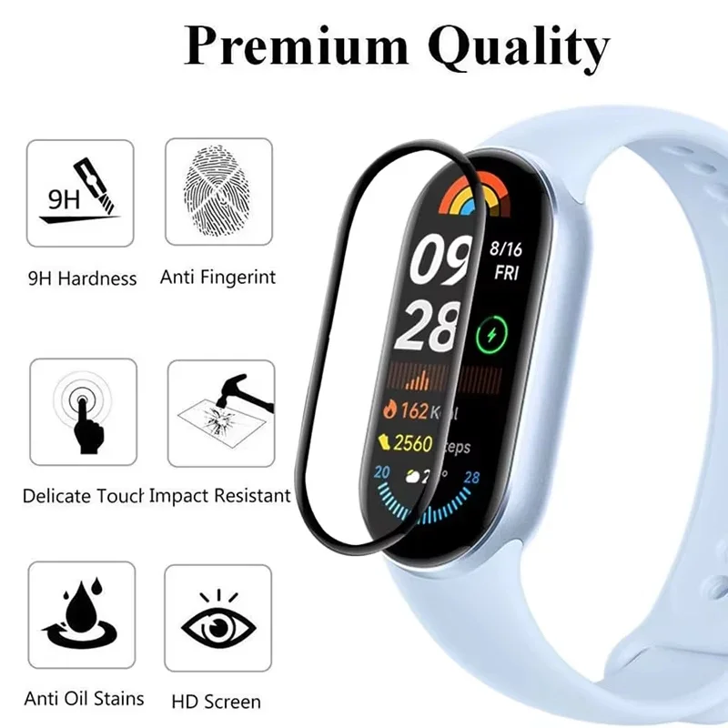 Film de protection d'écran pour montre intelligente Xiaomi mi band 8 7, souple HD 3D, verre trempé nano-revêtement complet Mi band 7 6 5 4 3, accessoire
