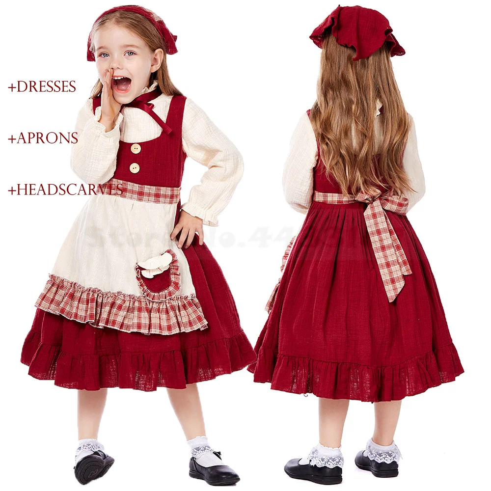 Disfraz de Cosplay de La Petite Marchande D'allumettes para niña, dulce vestido Lolita, estilo Pastoral Retro, vestido de sirvienta de granja, Halloween