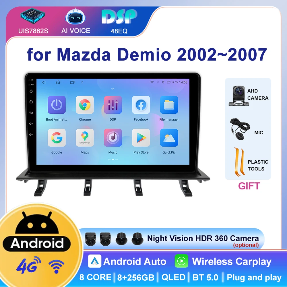 8 Core 4G DSP WIFI BT RDS Carplay IPS Screen Autoradio Gps Stereo Android Radio Car Multimedia Player for Mazda Demio 2002~2007
