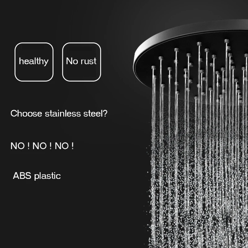 BECOLA matte black shower head bathroom ABS plastic shower faucet fashion BLACK rainfall shower nozzle