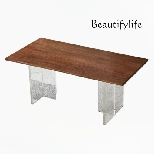 

Acrylic Suspended Solid Wood North American Black Walnut Transparent Suspended Dining Table Italian Minimalist Table
