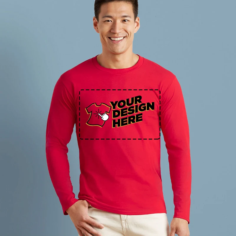 الرجال الكلاسيكية طويلة الأكمام تي شيرت مخصص صورتك النص شعار الطباعة شخصية مخصصة Thirts الذكور بلايز اليورو حجم XS-2XL