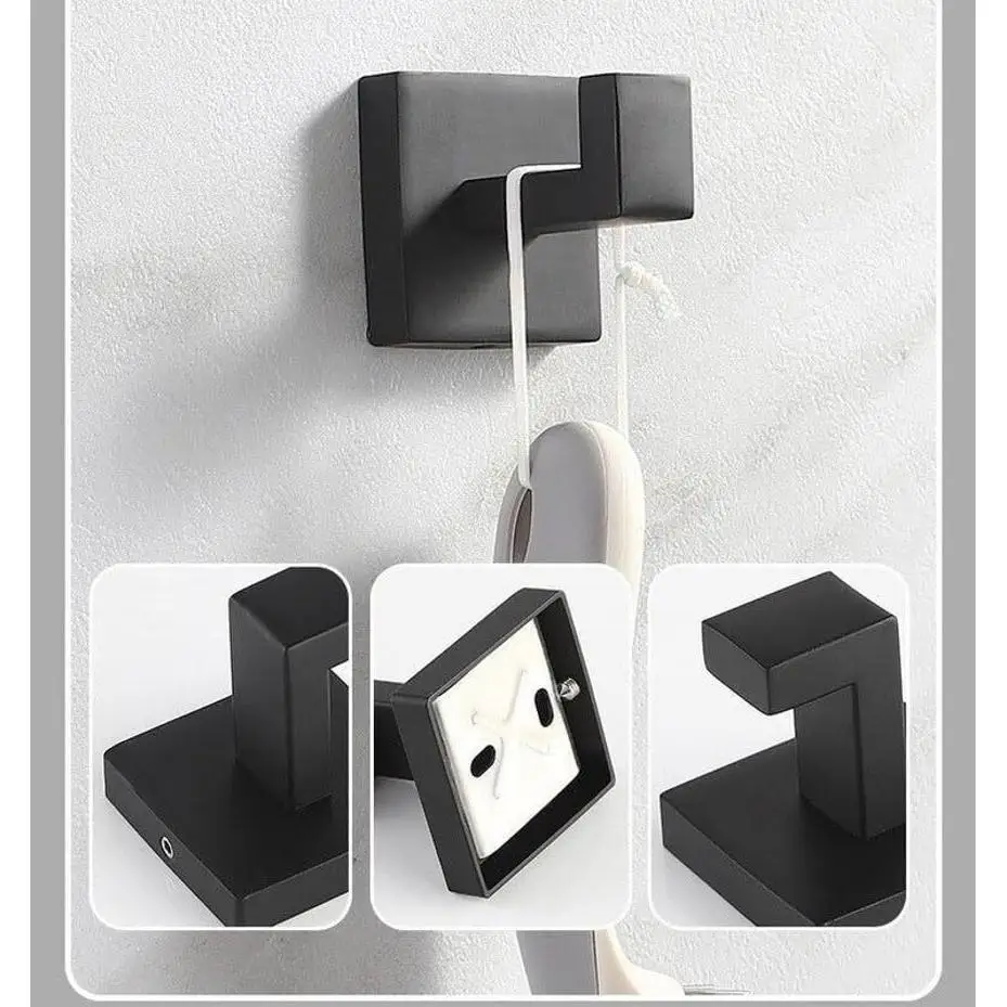 

5 Pcs Bathroom Towel Bar Set Black 5-Pieces Bathroom Hardware Set 304 Stainless Steel