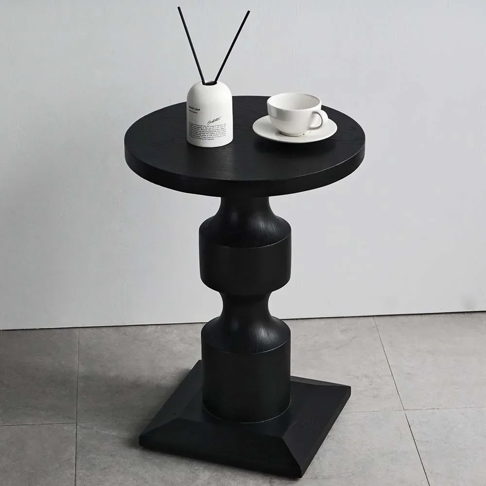 Nordic Creative Black Solid Wood Coffee Table Sofa Side Table Light Luxury Bedroom Nightstand Living Room Furniture