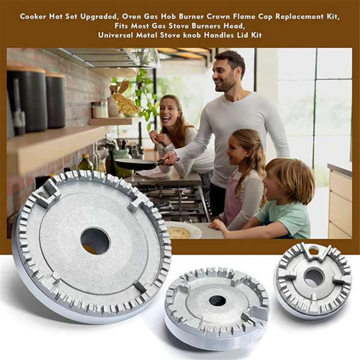 Набор шляп для плиты Крышка плиты, крышка горелки газовой плиты для духовки Коронка пламени, модернизированная крышка пламени газовой горелки Подходит для большинства горелок газовой плиты