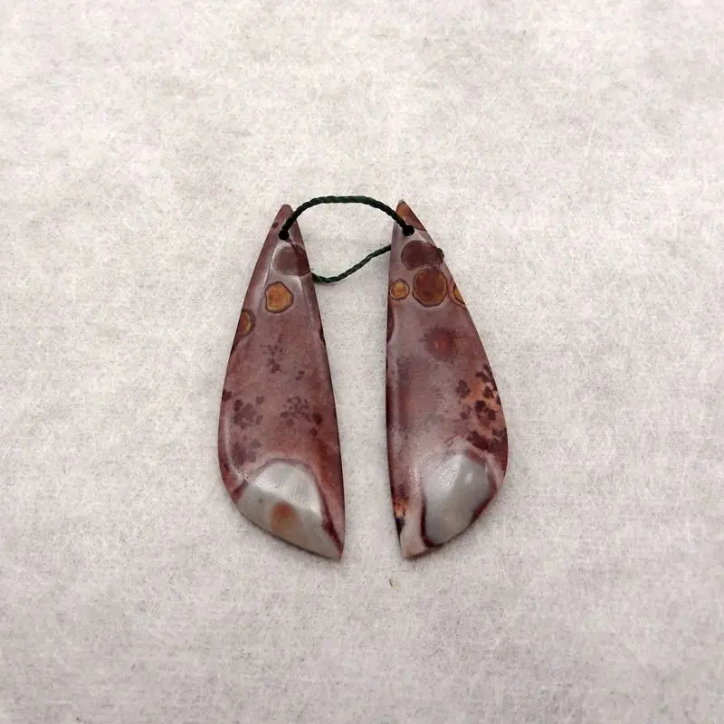 

Artisanal Chohua Jasper Earring Beads Natural Gemstone Water Drop 38x13x3mm 4.4g Semi-Finished Jewelry for DIY Crafts
