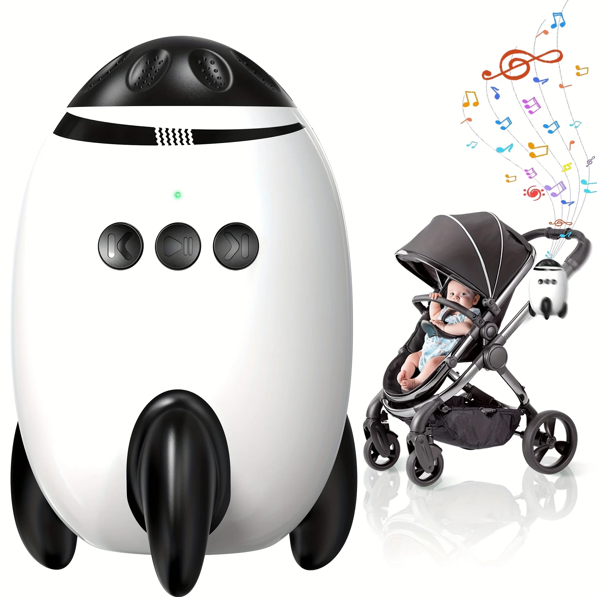 

Звуковая машина Baby Rocker и белого шума с 11 успокаивающими звуками, регулируемой скоростью, совместимая с коляской/кладкой, портативная с Lulla