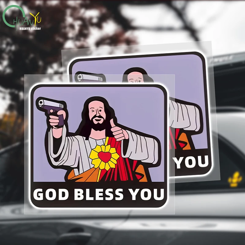 God bless you car stickers God shoot you not guilty car creative warning label decoration reflective stickers accessorie