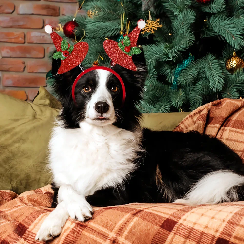 Christmas Dog Cats Cap Hair Accessory Headbands,Pet Xmas Costume Accessories Head Cosplay Props For Small Medium Large Dogs