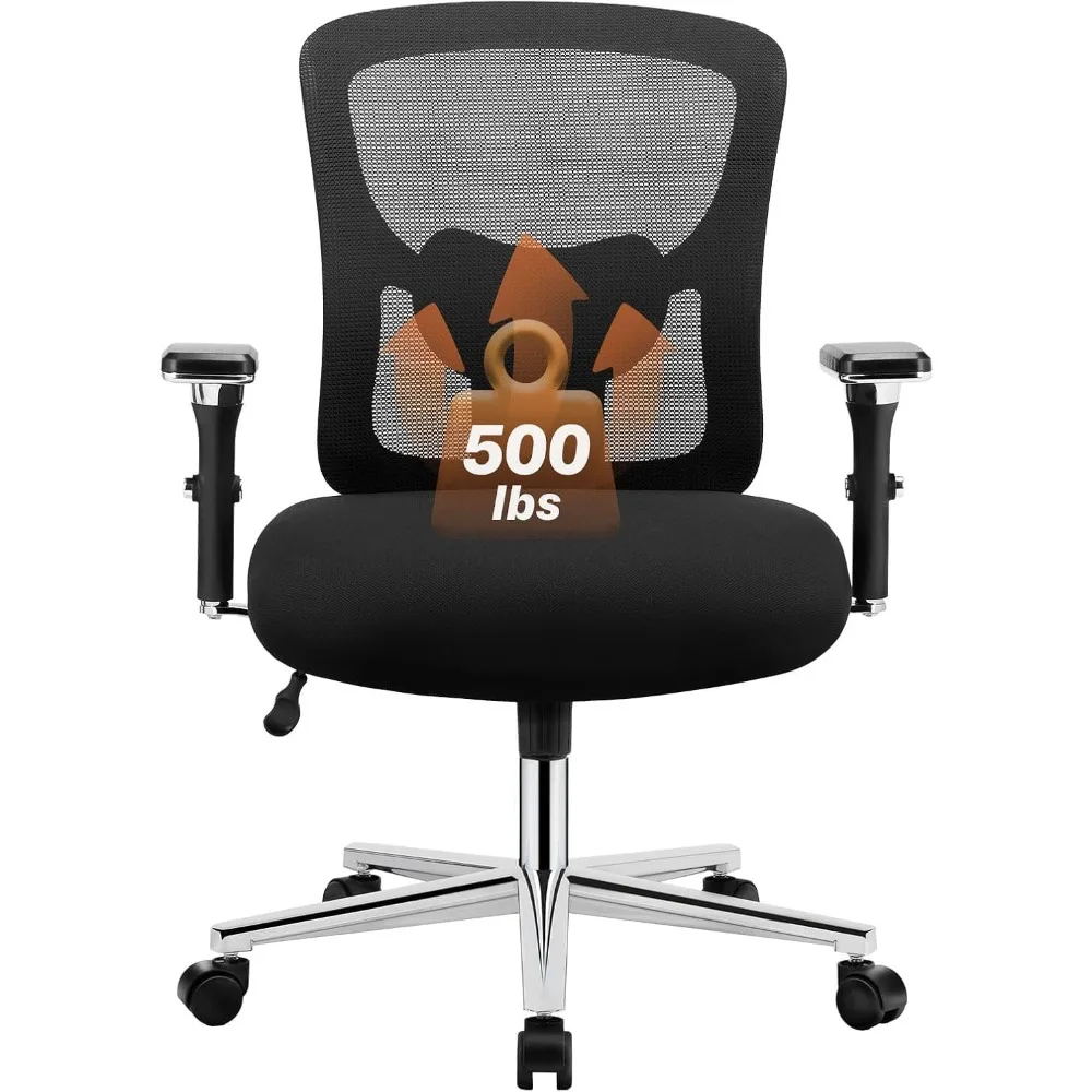

Big and Tall Office Desk Chair with Lumbar Support, 500lbs Heavy Duty Mesh Ergonomic Computer Chair with 4D Armrest