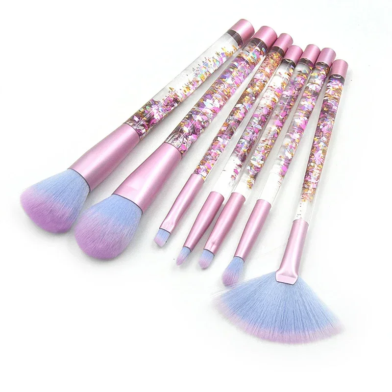 Set di pennelli per trucco avanzato con glitter arcobaleno Manico in cristallo di diamante Set di pennelli per trucco viso per fondotinta liquido Dream Girl