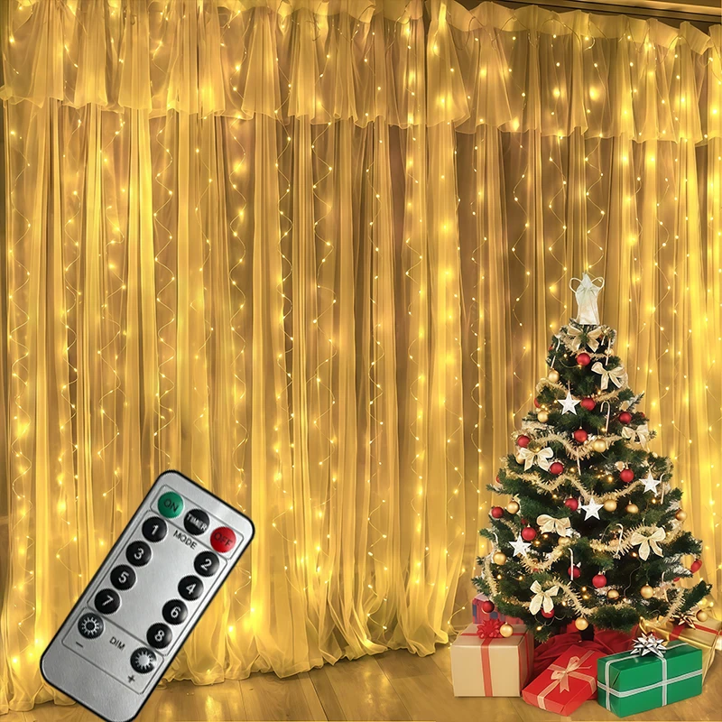 USB Curtain String Lights with Remote Control LED Window Fairy Lights, 8 Modes Lights for Wedding Christmas Holiday Room Decor
