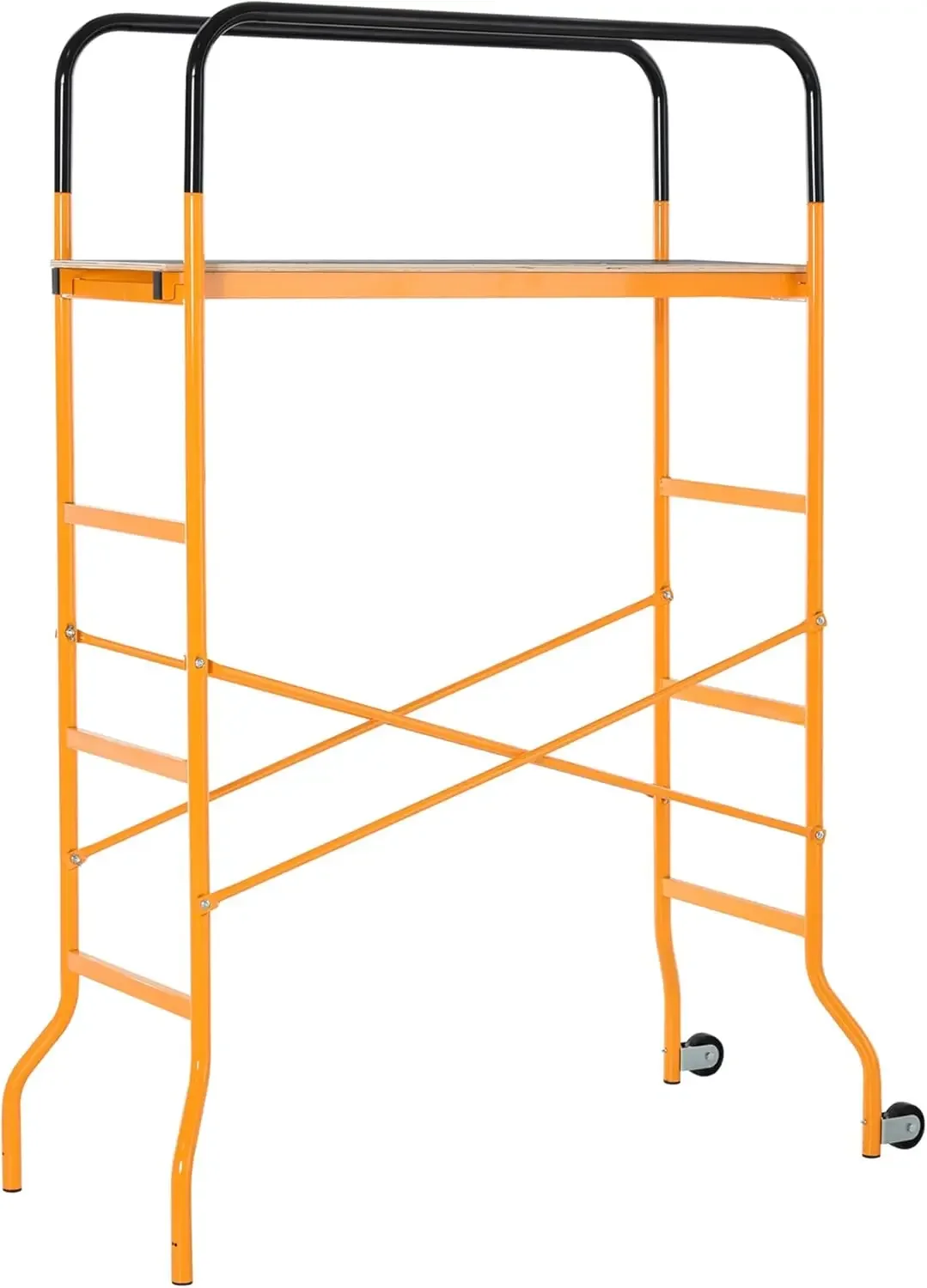 4-Step Steel 4.6 x 2 x 6 ft. Scaffold 2 Wheels Free Moving for Indoor & Outdoor Decoration Anti-Skid, 440 Pound Capacity