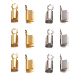 50/100pcs Stainless Steel Crimp Clasps Cord End Caps String Leather Clip For Jewelry Making DIY Necklace Connectors Accessories