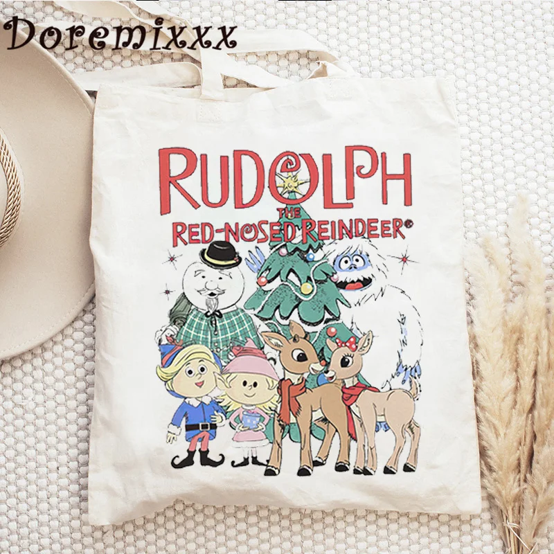 Shoulder Bag Tote Handbag Rudolph The Red Nosed Reindeer Christmas Women Shopping Canvas Bag Fashion Storage Student Bookbag