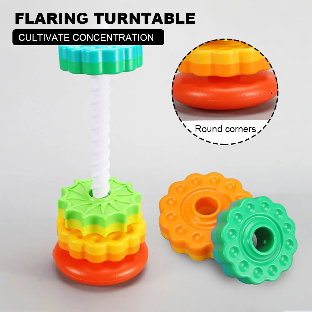 Spining Stacking Toy Eco-Friendly Gears Stacking Rings Toy Smooth Spining Tower Building Blocks Safe for Kids Holiday Toys