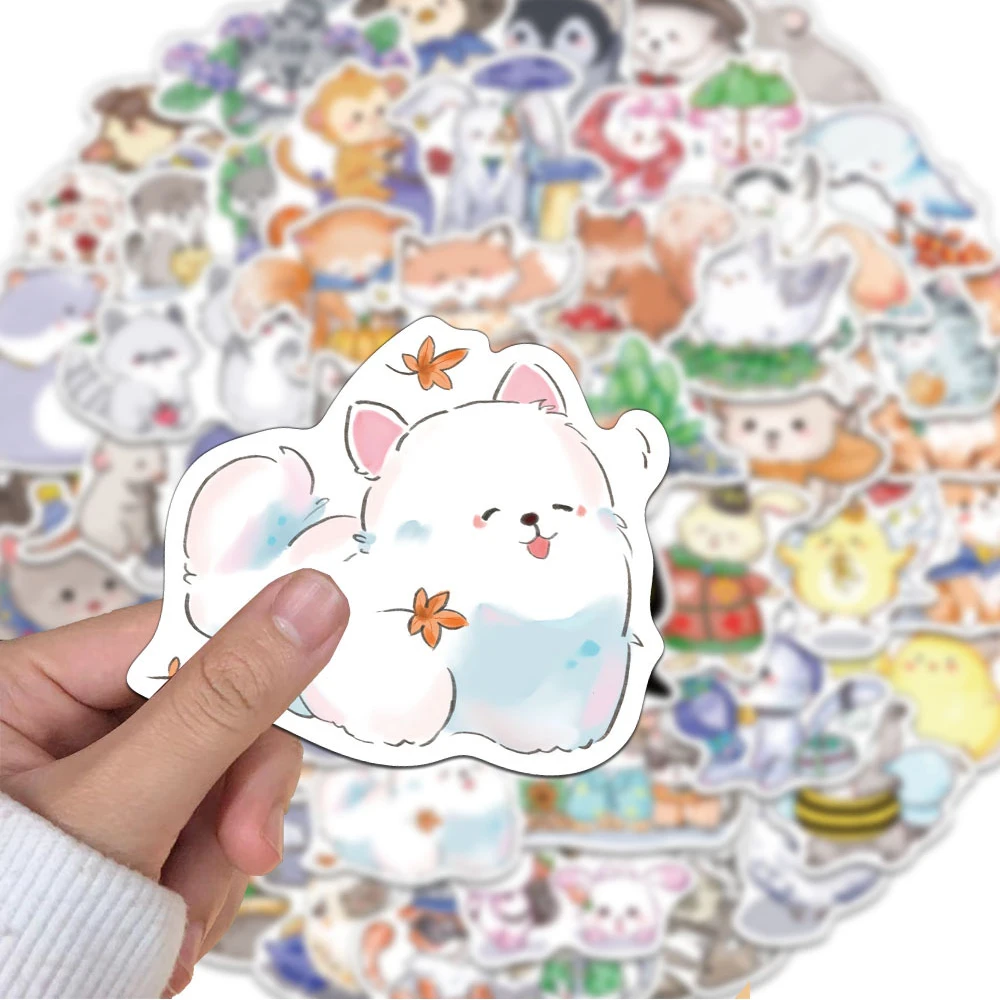 

10/30/50pcs Kawaii Cartoon Hand Drawn Animals Stickers Cute Graffiti Decals DIY Suitcase Notebook Phone Waterproof Sticker Decor