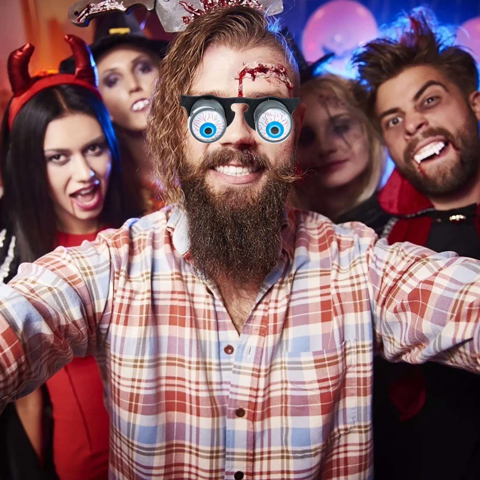 

3Pcs Scary Eyeball Eyeglasses Bounce Funny Novelty Halloween Party Prank Cosplay Props Funny Glasses Bounce Eyeball Eyewear