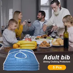 Babador anti-óleo impermeável para homens e mulheres idosos, babadores laváveis para idosos, idosos e idosos, 5 PCs