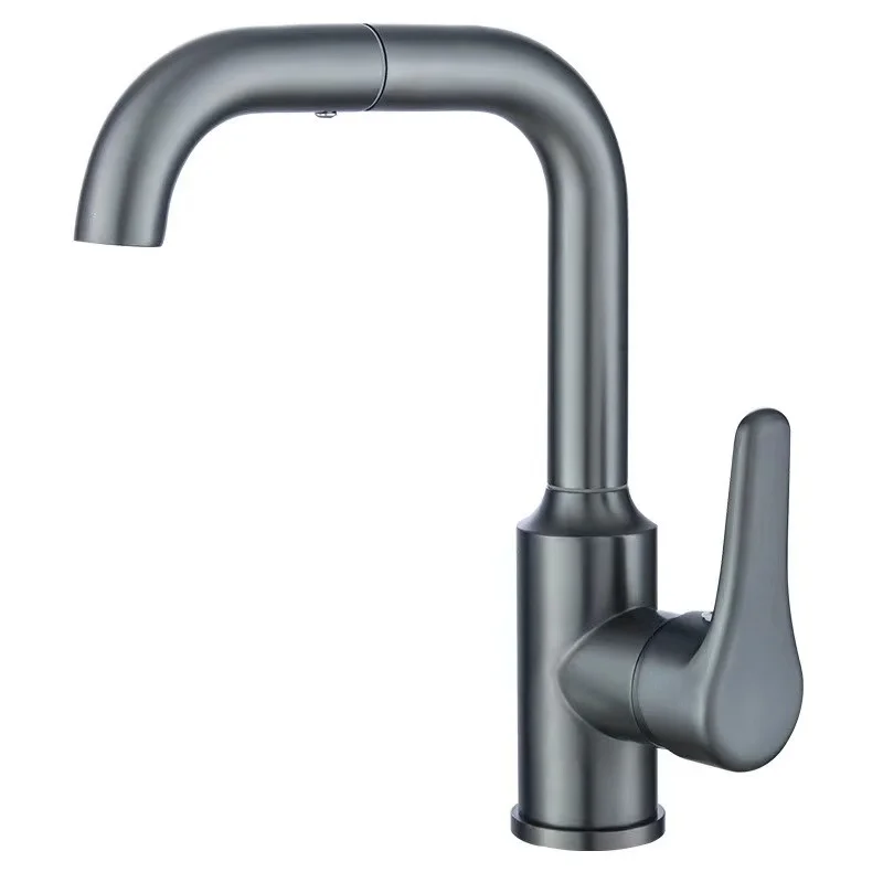 Gun Grey Stainless Steel Basin Faucet Hot and Cold Water  Ball Bearing Double Rotary  Bathroom