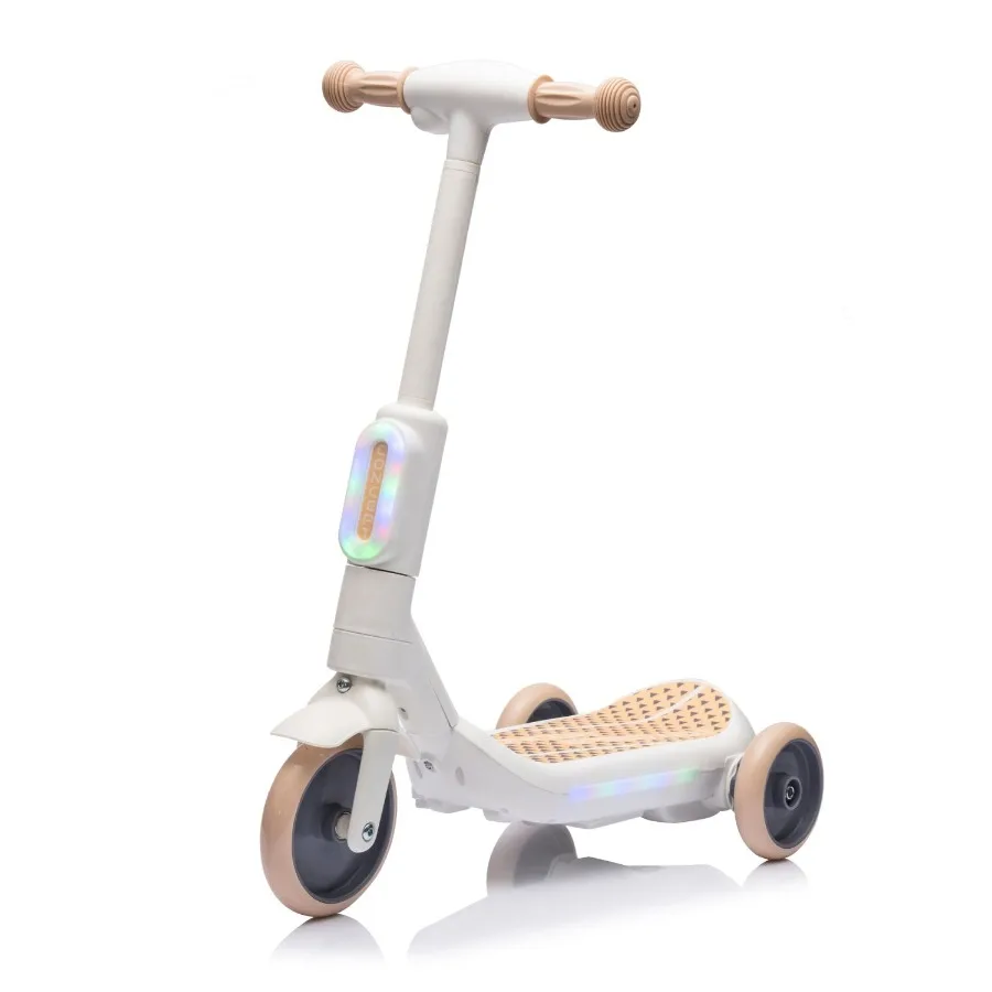 2in1 Ride On ThreeWheel Electric Scooter Tail Color Lights W Spray Wider Pedal PU Wheels For Effective Floor Protection Indepen