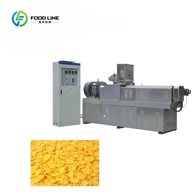Customized Corn Flakes Production Line Stainless Steel Automatic 200kg/h Capacity Twin Screw Extruder