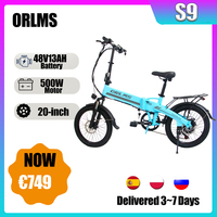 Orlms-S9 Electric Bicycle 500W Peak Power 48V13AH Lithium Battery Foldable Adult Electric Bike 20 Inch Fat Tire Mountain E-bike