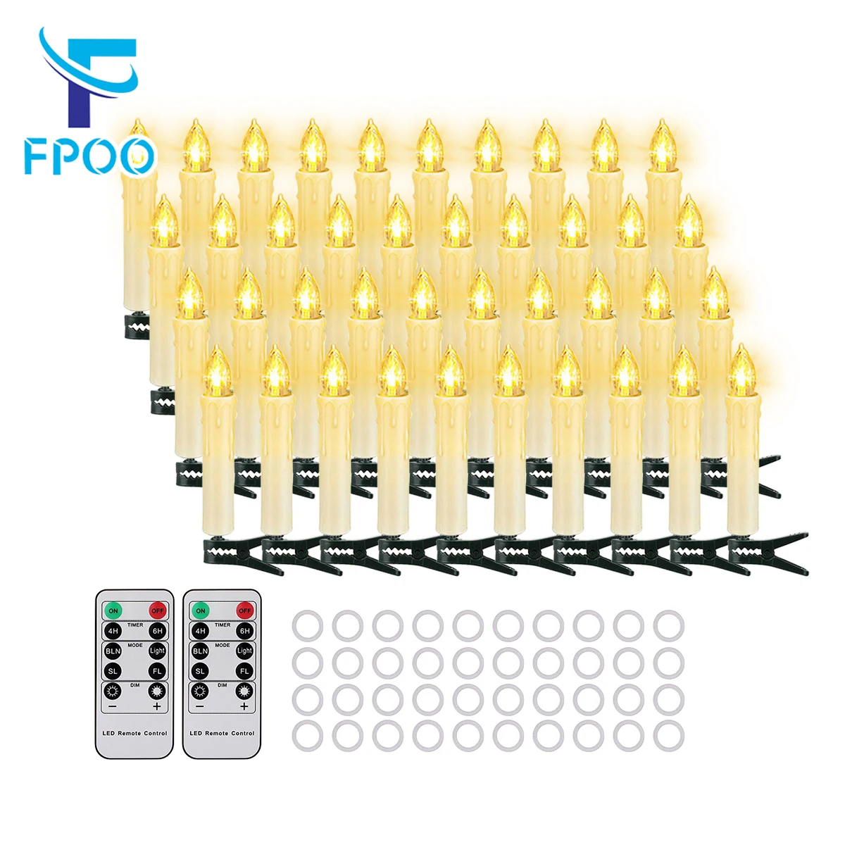 40 PCS waterproof Christmas Tree Candles With Timer Remote 2024 New Year Home decoration Candle Flameless Flashing LED Candles