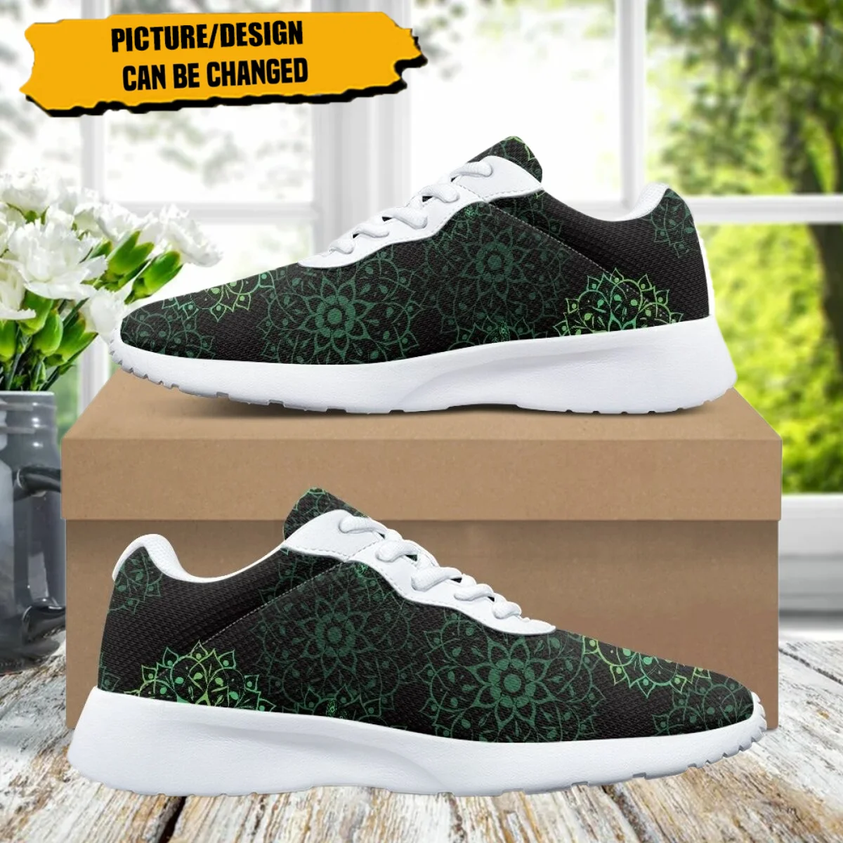 New Mandala Dragonfly Pattern for Festival Gift Women Yoga Casual Shoe Cozy Shock Absorbing Non-slip Ladies Sneaker for Outdoor