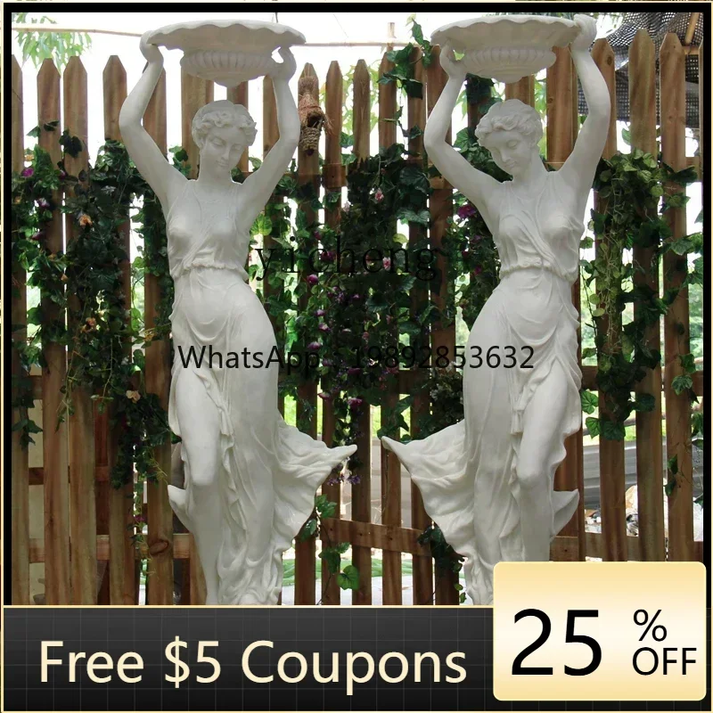 Figure Sculpture Hotel Clubhouse Lobby Holding Flowers Creative Welcome Decoration Floor-standing Opening Ornament
