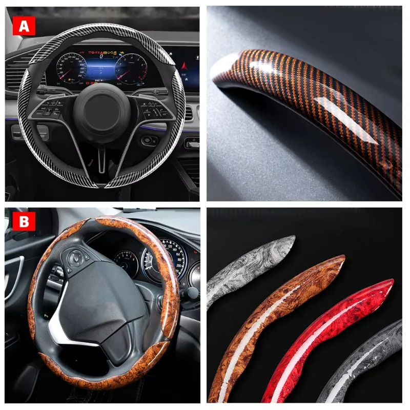 2/3PCS Laser Carbon Fiber Silicone Car Steering Wheel Cover 1K Micro Fiber Leather PVC Wheel Booster Cover Non-Slip Universal image 3