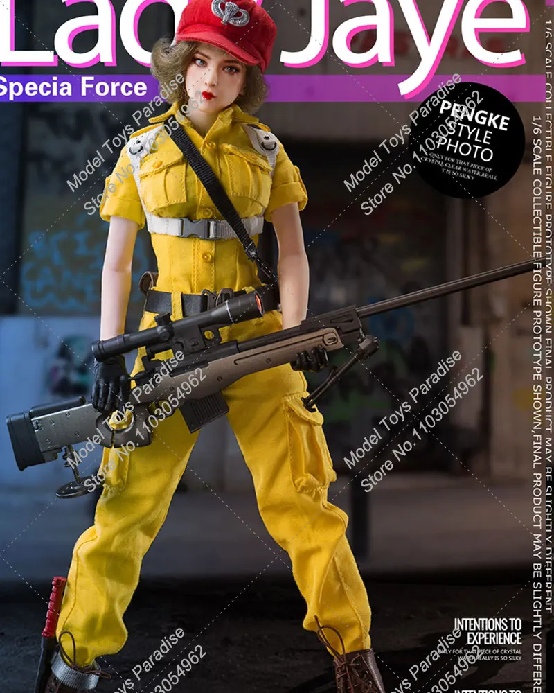 BBK012 1/6 Women Soldier GIJOE Jaye Yellow Jumpsuit With Weapon Full Set 12inch Action Figure Toys Collectible Gifts