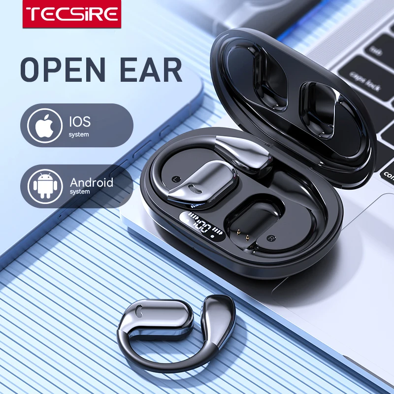 Tecsire Wireless Earbuds OWS Earphones Bluetooth Headset with Earhook HiFi Stereo Waterproof For Sports Fitness