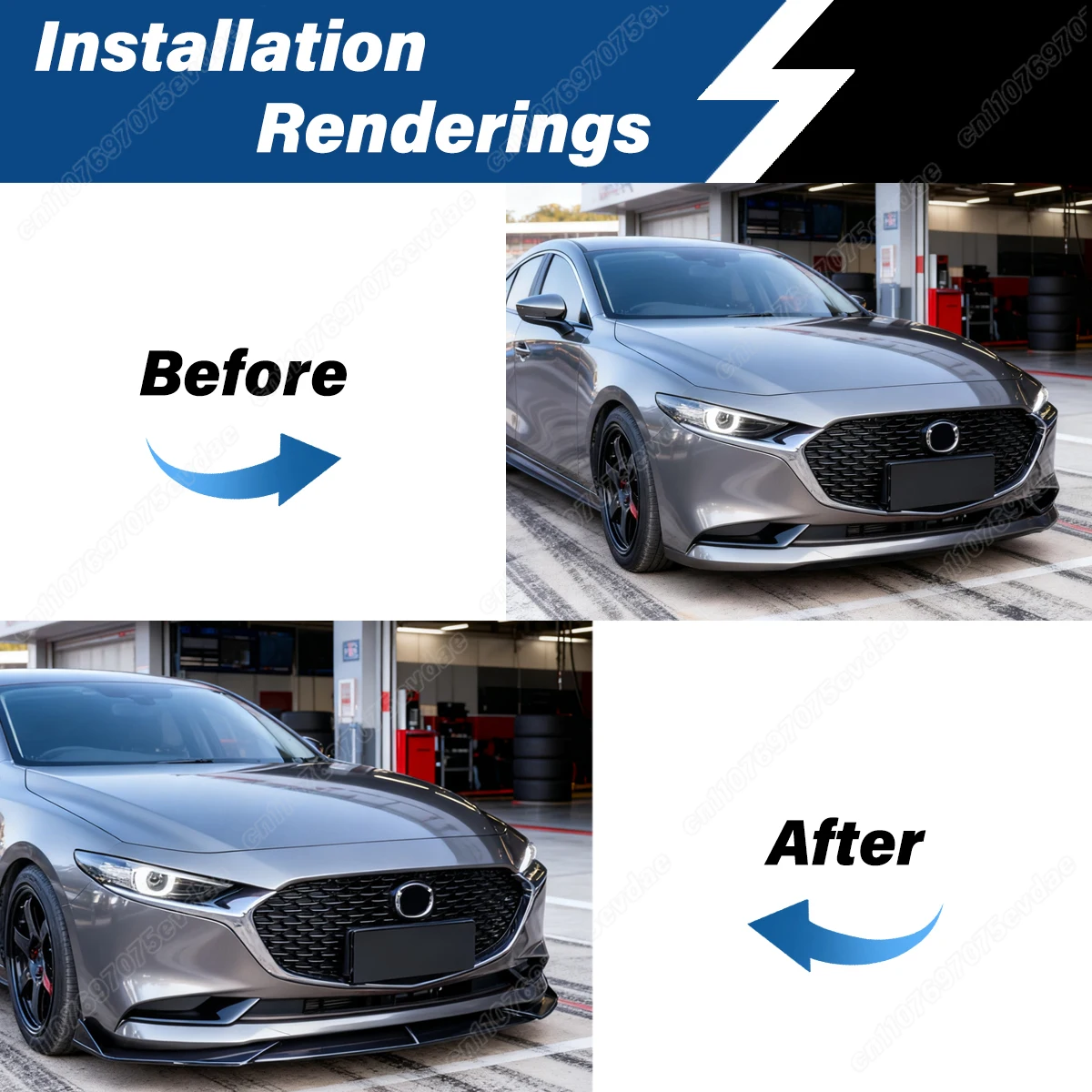 For Mazda 3 Axela 2020 2021 2022 Front Bumper Spoiler Chin Lip Racing Splitter Diffuser Car Accessories Body Modification Kit