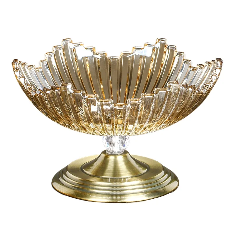 

High-grade fruit plate crystal glass household light luxury high-value living room tea table zero sugar fruit plate
