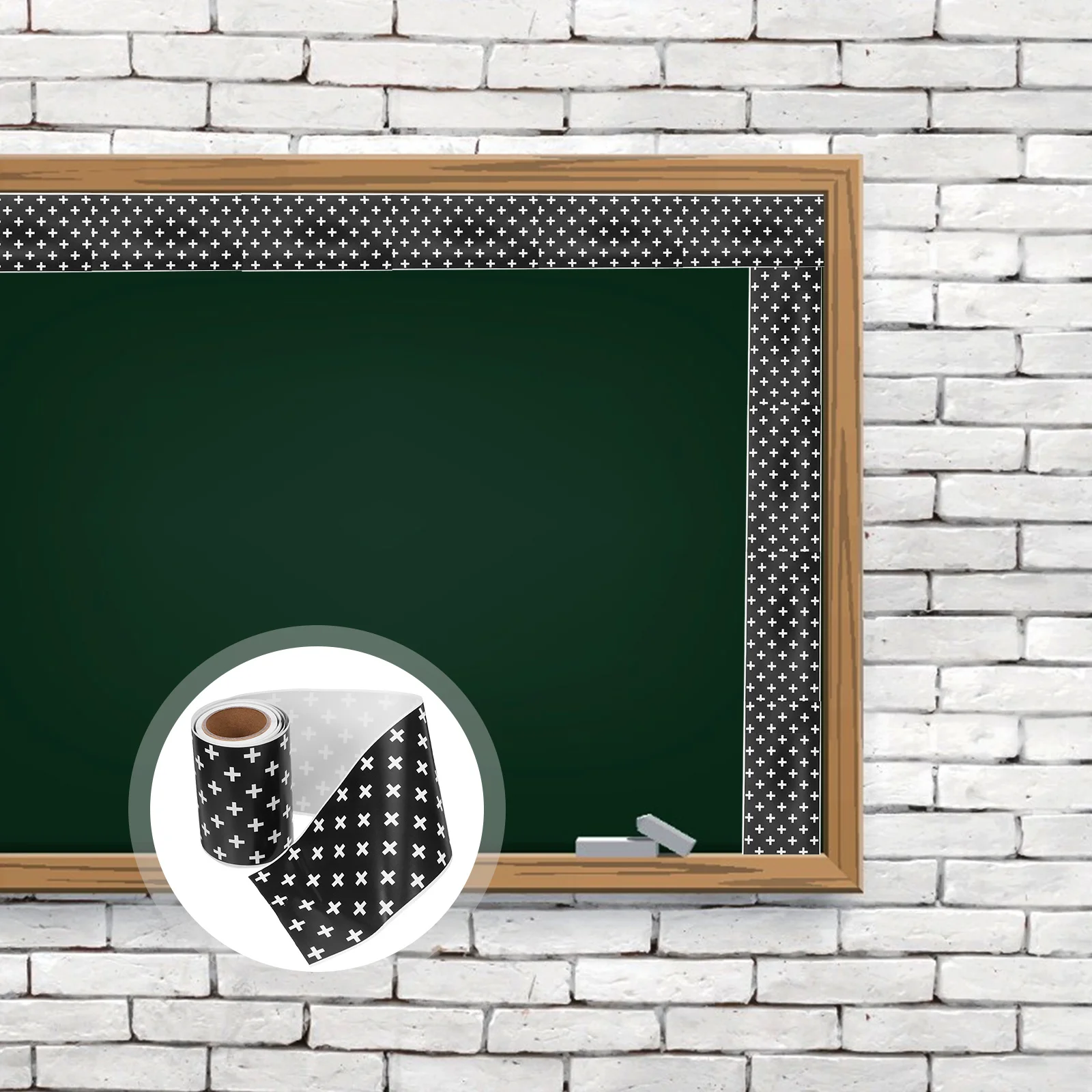 

1 Roll Blackboard Sticker Self Adhesive Bulletin Board Borders 5m Scalloped Edge Trim Cross Pattern Classroom School Office