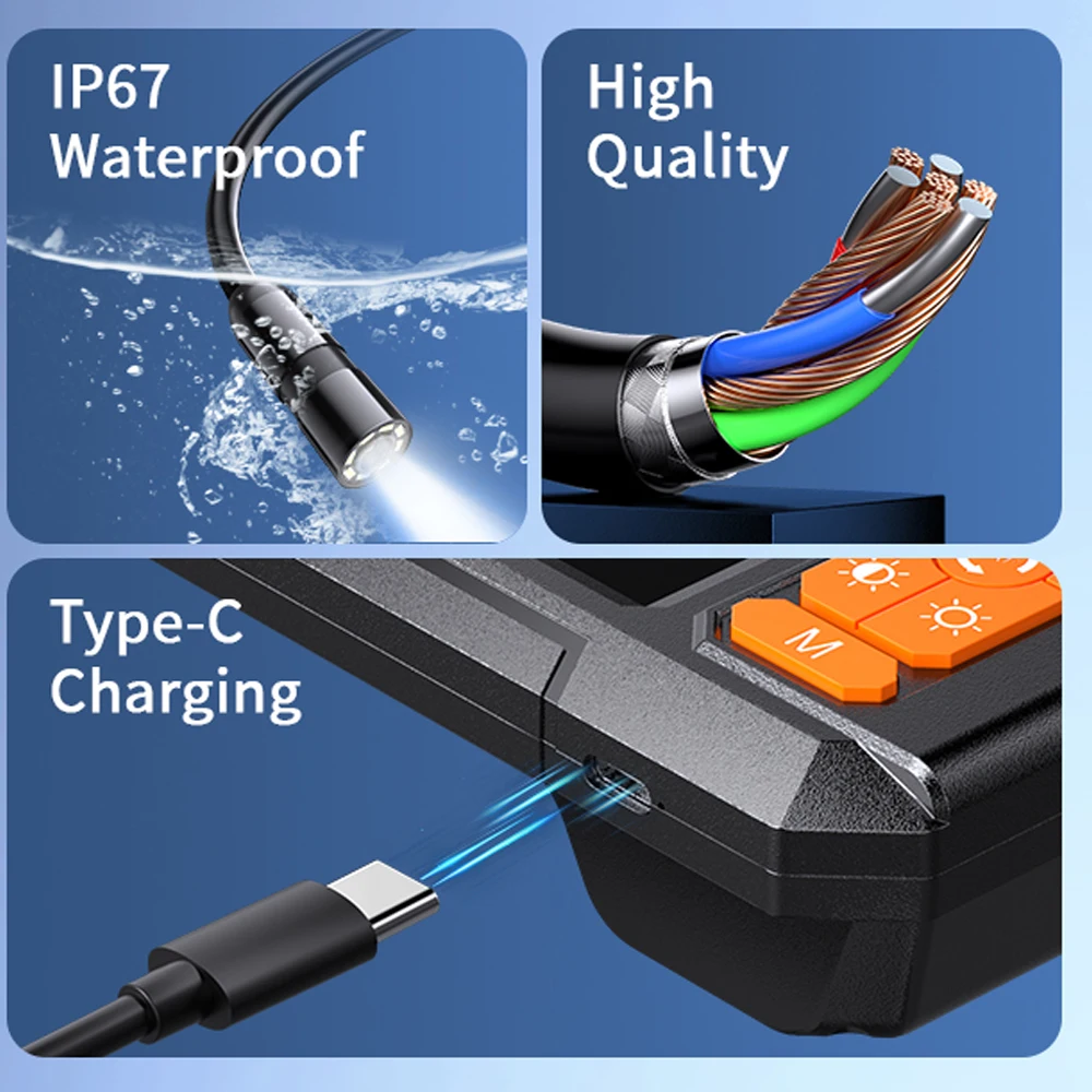 المنظار الصناعي كاميرا صغيرة أداة رخيصة ومتينة 4.3 بوصة عرض أنابيب الصرف الصحي كاميرا فحص الفيديو في الوقت الحقيقي الصورة #5