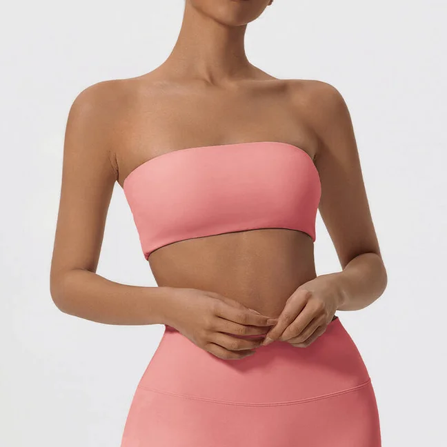 Sommer Trägerloser Sport-BH für Damen, Schnelltrocknende Yoga-Kleidung, Damen Tube Top Fitness Brustwickel-Unterwäsche, Workout-BH für Frauen
