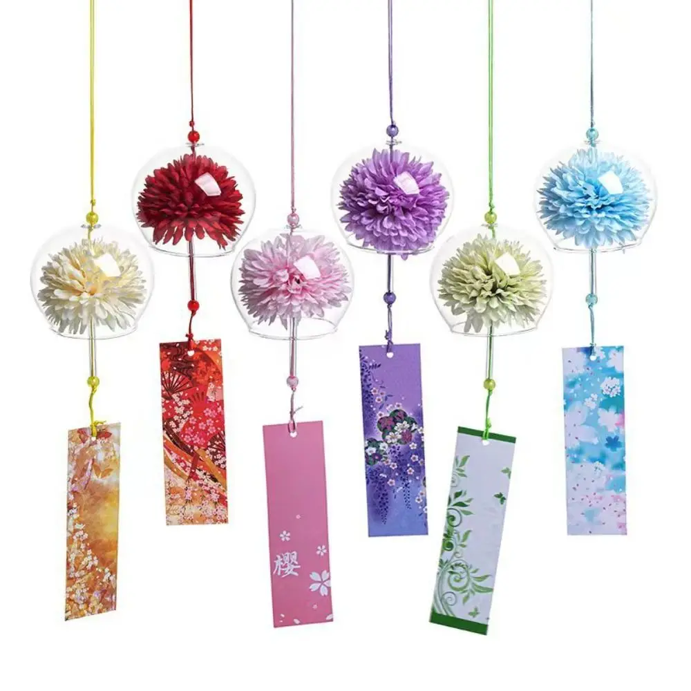 Outdoor Flowers Wind Chimes Handmade Glass Garden Yard Decoration DIY Japanese Lucky Pendants