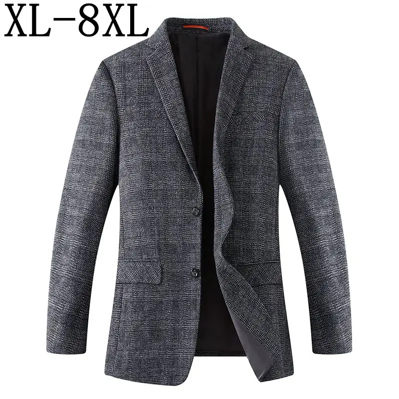 8XL 7XL 6XL 2023 New Fall Winter High End Luxury Brand Wool Blazer Men Woolen Warm Loose Mens Suits Business Male Blazers Jacket