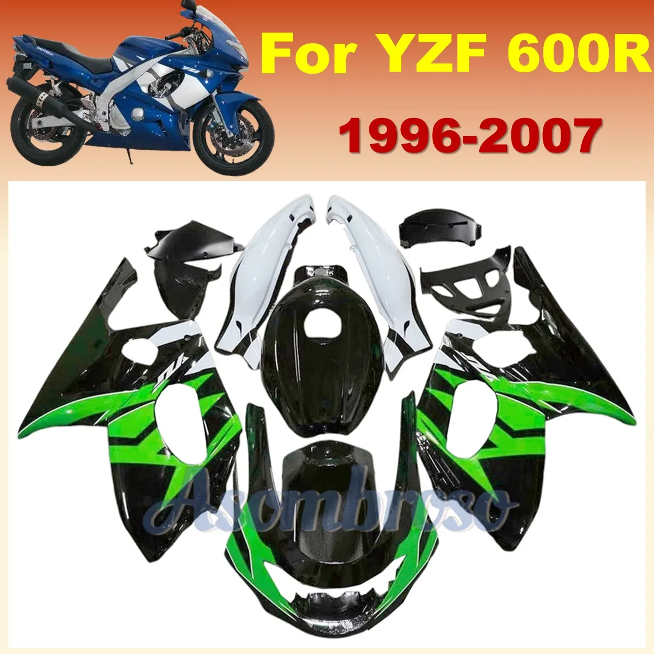 

Moto Bike ABS Plastic Bodywork Full Fairing Kit For YAMAHA YZF600 1996 To 2007 Body Rebuild Parts Cowling+Tank Cover