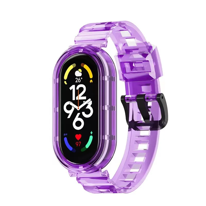 For Mi Band 8 Strap For Mi Band 3 4 5 6 7 8 Strap Transparent Glacier Edition Silicone Watch band Bracelet Sports Wrist