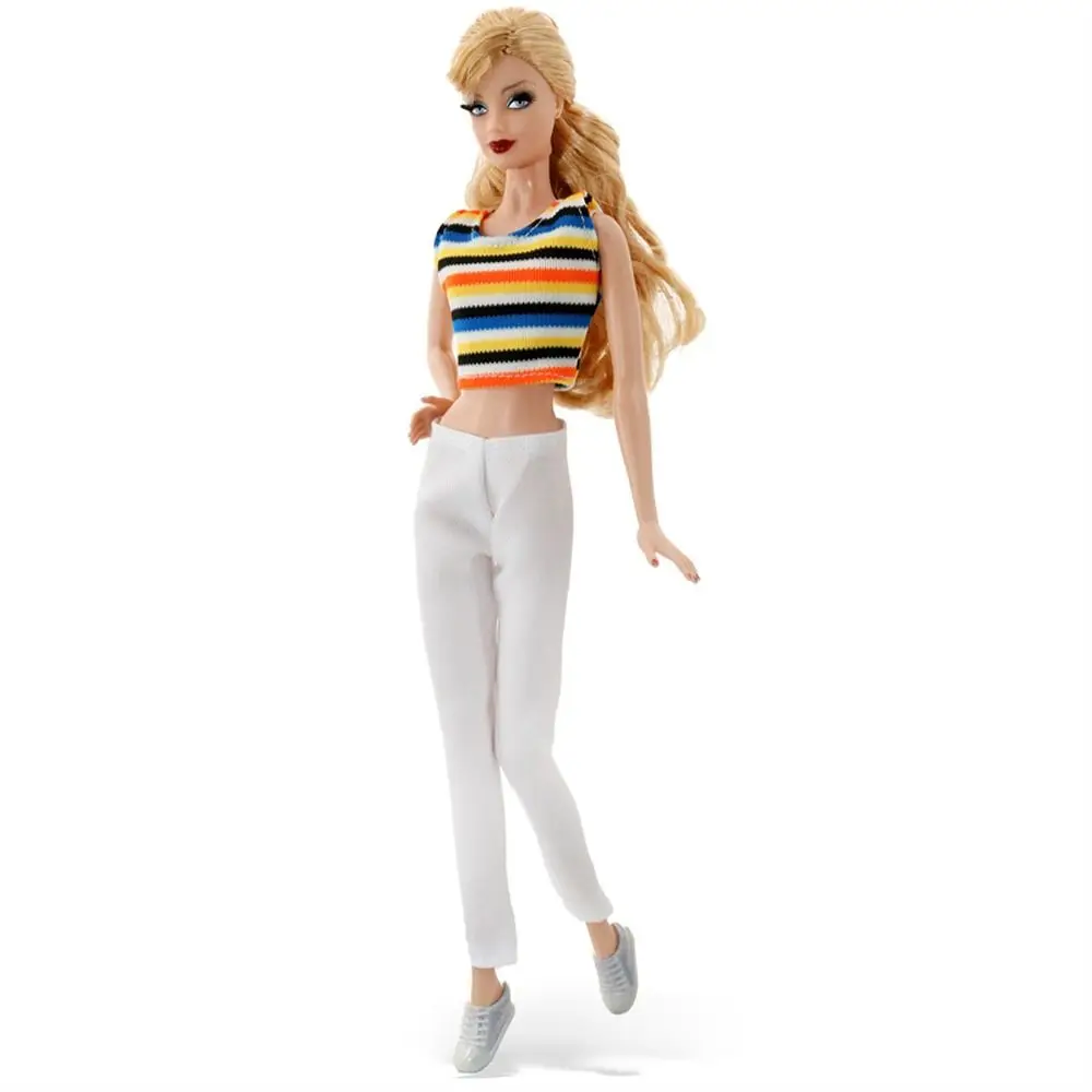 Doll Accessories Dress Up Doll Clothes Play House Jeans Set Doll Outfit Summer Color Stripe Doll Tops Trousers 30cm Doll