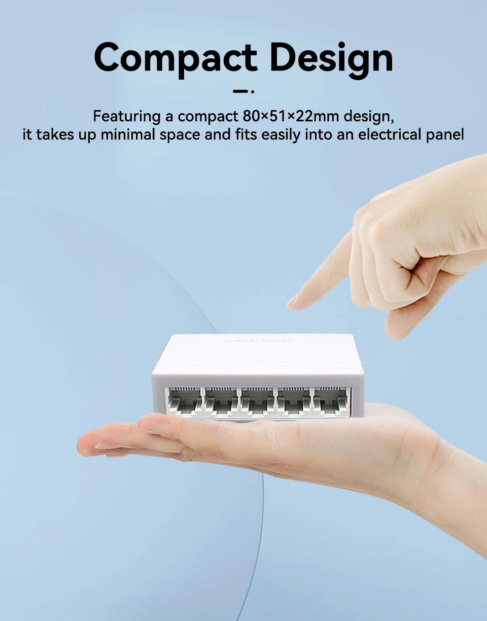 HORACO 5-Port Gigabit Netzwerk-Switch Unmanaged 1000M Mini-Switch Desktop Plug-and-Play Ethernet-Switch – Detail 4