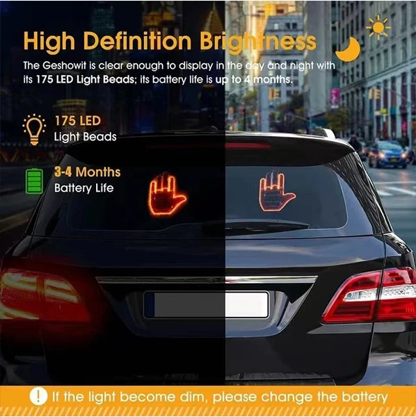 Car Finger Light with Remote Control Three Models Cool Funny Car Interior Light Road Rage Signs Middle Finger Gesture Light