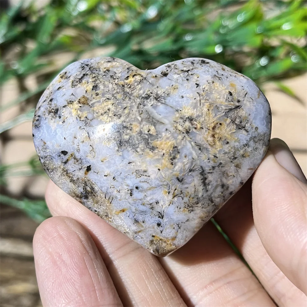 Pierre précieuse naturelle en cristal d'agate polie, cœur, napHome, Beaumont, pierre précieuse vivante, pierre de guérison mouchetée, décoration de quartz, Reiki